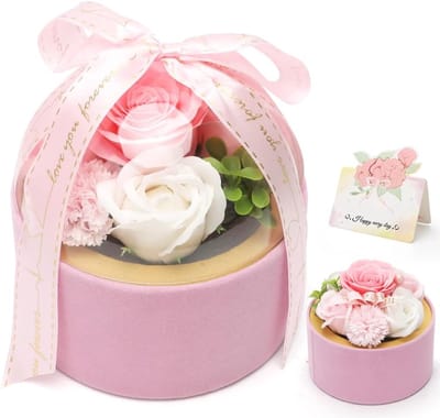 Zeep Rozen - Kunstbloemen Decoratie - Cadeau geven - Altijd fris - 13.5x13.5x14.5 cm - Roze