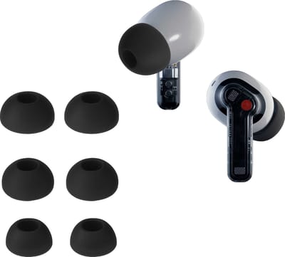 kwmobile 6x cover voor in-ear oortjes geschikt voor Nothing ear (2) - Vervangende oordopjes van siliconen in zwart - 3 maten