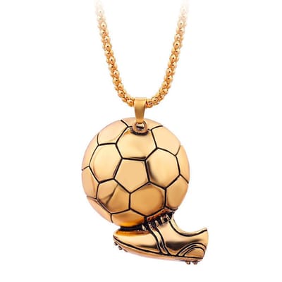 Ketting met Voetbal en Voetbalschoen Hanger - Goud Kleurig - Kettingen Heren Jongens Meisjes - Papa Cadeau Voor Mannen - Vaderdag