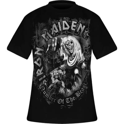 Iron Maiden - Number Of The Beast Grey Tone Heren T-shirt - XL - Zwart