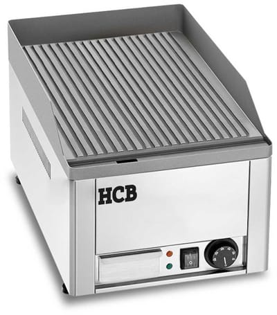 HCB® - Professionele Horeca Grillplaat - geribbeld - 230V - RVS / INOX - Electrisch Grill apparaat - 46x36x31 cm (DxBxH) - 15.70 kg - 2613