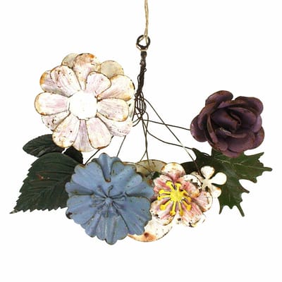 Bloemen hangend kleurrijk, metaal 17x4x20cm
