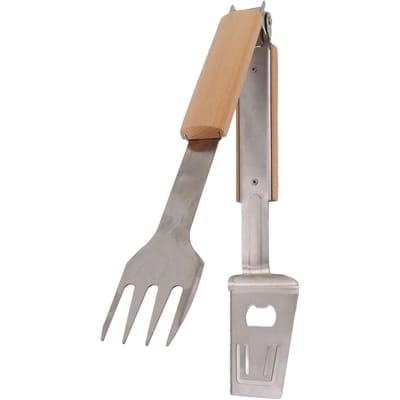 Spatule de Grill Fourchette Pinces Acier Inoxydable Durable Pinces Alimentaires Multifonctionnelles Manche Long Buffet gray