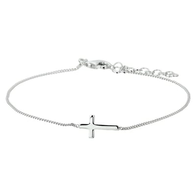 Glams armband kruis 1,0 mm 17 + 3 cm - Zilver