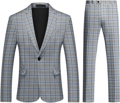 ALLTHEMEN Heren Pak Print - Enkel Knops Middensplit - Tweedelig pak - S