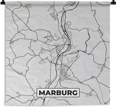 Wandkleed - Wanddoek - Stadskaart - Plattegrond - Kaart - Marburg - Duitsland - 180x180 cm - Wandtapijt