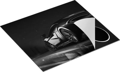 Chefcare Inductie Beschermer Zwarte Sportwagen Auto nabij een Stad - Zwart Wit - 60x50 cm - Afdekplaat Inductie - Kookplaat Beschermer - Inductie Mat