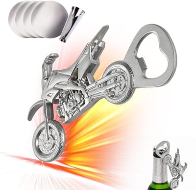 Dailygoods- Kurkentrekker Vintage - Roestvrij Staal - Motorpatroon - Duurzaam - Compact - Elegant Ontwerp - Geschikt voor Feesten - Bieropener