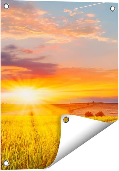 Gards Tuinposter Zonsopgang op het Ma�sveld - 40x50 cm - Tuindoek - Tuindecoratie - Wanddecoratie buiten - Tuinschilderij
