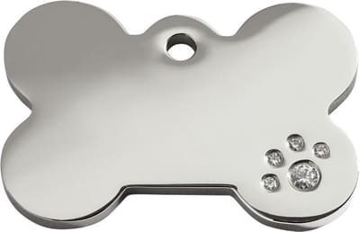 Red Dingo Hondenpenning - maat M - bot met Swarovski - 3,8 cm x 2,55 cm