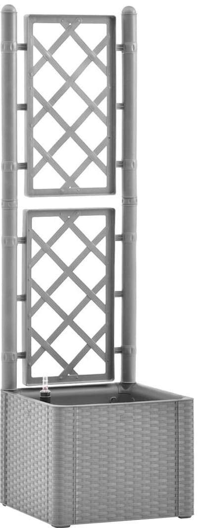 Plantenbak met klimrek - Bloembak - Weerbestendig - Met trellis - Buiten - Hout - Plantenrek - Rechthoekig - Grijs