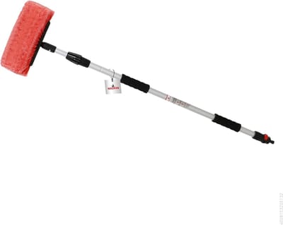 Core® Zonnepanelen Borstel - Telescopische Wasborstel - Autowasborstel voor Caravan, Auto - Rood -‎105cm x 29cm x 13cm