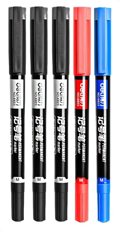 Ainy - Duo Permanente Fineliners watervast - set van 5 markers zwart, blauw & rood fineliner | fine liner manga /anime tekenen | bullet journal stiften | handlettering | Pigment liner | calligraphy pennen