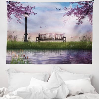 ABAKUHAUS Natuurtapijt en sprei, Bankje Vloeibare Rivier Maan, 150 x 110 cm, Meerkleurig