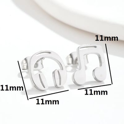 dames RVS oorknoppen met headphone-11mm-zilver
