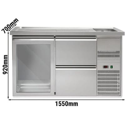GGM Gastro Biertheke Premium PLUS - 1550x700mm - 1 Glastür & 2 Schubladen