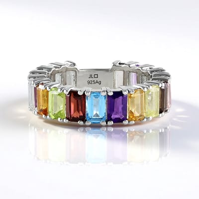 Cavill - Zilveren Ring 925 Sterling Zilver - Zambia Amethist 0,216 ct - Achthoekige Slijpvorm - Kleurrijke Edelstenen Ring - Rhodiumlaag