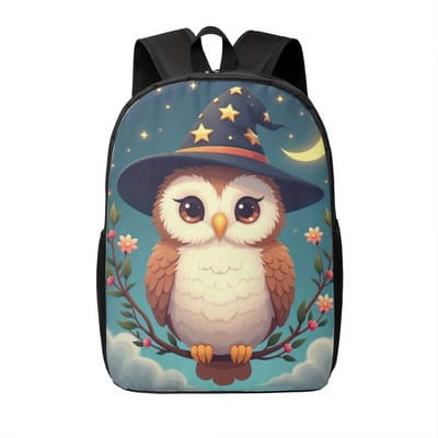 Uilen Rugzak | Magie Rugzak | Uilenpatroon Rugtas | Magische Uilen Rugzak | Rugzak Meisje | Rugzak Jongens | Mooie rugzakken met Uil | 15 - 20 liter | Kinder Rugzak