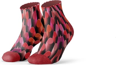 Sock My Lipstick- Grappige sokken dames - Maat 36-38 - Moederdag - Valentijn - Funny Socks - Vrolijke sokken -- Cadeau dames - Gekke sokken - Grappige cadeaus - Socks First.