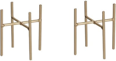 Mica Decorations - 2x - bloempot plantenpot standaard / verhoger - goud - B8.5 x H9 cm - metaal