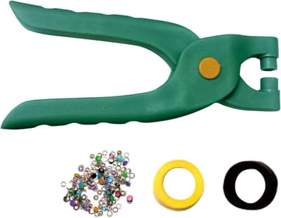 Oogjes Tang Set - Gatpons Gereedschap - Stof Versterken - Precisie Gatponsen - 200 Krammen - Groen