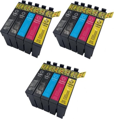 KATRIZ® huismerk inkt voor Epson 6x T2991XL BK  + 3x T2992XL C + 3x T2993XL M + 3x T2994XL Y |(15stuks) - Met chip