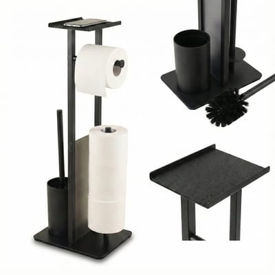 Toiletpapierhouder en WC-borstel met telefoonhouder HYLLA, 65 cm