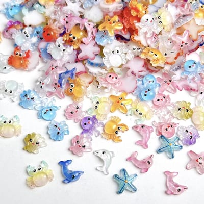 100 stuks mini zeelevensfiguren hars oceaan dieren decoratie veelkleurige kunsthars dieren ornamenten mini hars dierenfiguren kleine miniatuur zeelevens voor landschaps tuinen bonsai vissen aquaria