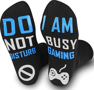 CHPN - Sokken - Gaming socks - Do Not Disturb - Grappige Sokken - Huissokken - 40/46 ~ Zwart/blauw - Mannen - Cadeau - Hippe sokken