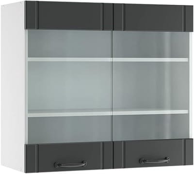 Wandkeukenkast met Glasdeuren 80 cm Antraciet en Wit