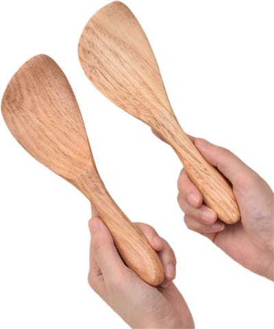 2 stuks - Rijstlepel van kastanjehout - Antiaanbakrijstlepel voor huishoudelijk gebruik - Houten rijstlepel - 21*6 cm - Natuurlijke houtkleur