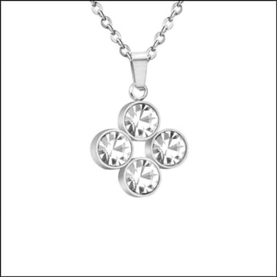 Aramat Jewels | Halskettingen | Stalen Halsketting met zirkonia hanger | Zilverkleurig | |1,5mm | Staal | Volwassenen | Verkleurd niet