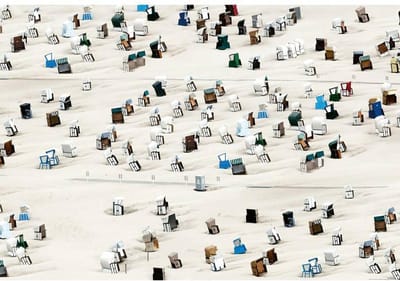 Fotobehang Beach chair - 4 delig - 368 x 254 cm - Multi