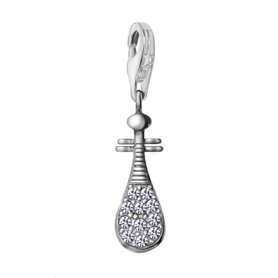 Quiges – 925 - Zilver – Charm - Bedel - Hanger - Chineze Gitaar Pipa - met – sterling - zilver - karabijnslot - geschikt - voor - Bedelarmband HC386
