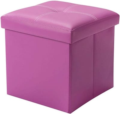 Opbergkruk Ottomaans - Voetenbank Poef - Ruimte Organiseren - Opvouwbaar Design - 30x30x30 cm - Paars