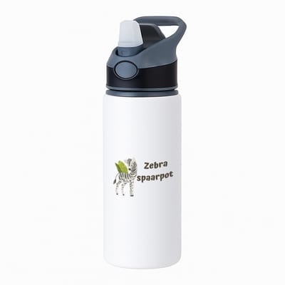 Hacebo® - Zebra waterfles met rietje zwart - Zebra - dieren liefhebbers - leuke cadeau voor iemand die van houdt van zebra's - verjaardagscadeau - kado - gift - water fles - 650ML