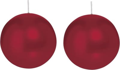 Trend Candles Bolkaars glad - 2x - bordeaux rood - 8 cm - 25 branduren - ronde kaarsen