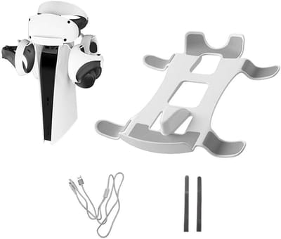 Opslag Mount Stand - VR Accessoires Houder - VR Headset Opbergen - 2 in 1 Oplaadkabel - 278 Gram - Wit
