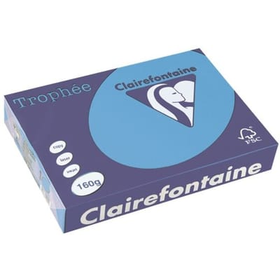 Clairefontaine Trophée Intens, gekleurd papier, A4, 160 g, 250 vel, koningsblauw