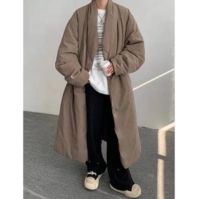 Zwarte donsjas heren winter verdikt warm retro revers lange jas zonder capuchon 7XL gray