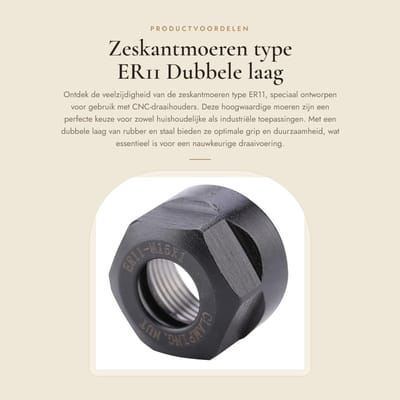 Dailygoods- Zeskantmoeren Dubbele Laag Rubber/Staal - CNC-Draaihouder - Draaivoering - Hoogwaardig - Duurzaam - Professionele Kwaliteit - Spanmoer
