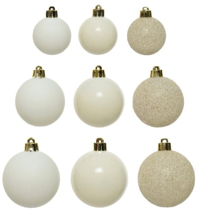 Decoris kerstballen - 30x - 4, 5 en 6 cm - kunststof - wol wit