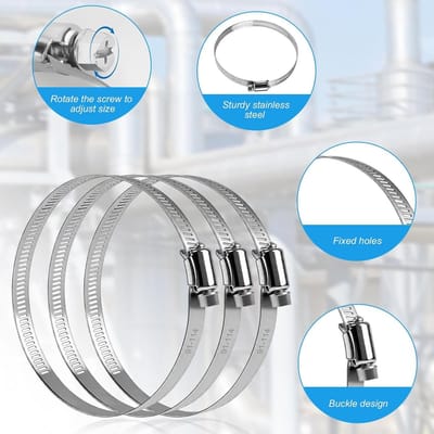 Set van 8 roestvrijstalen slangklemmen 91-114 mm, verstelbare slangbinders voor afvoerslang, droger en ventilatiebuizen