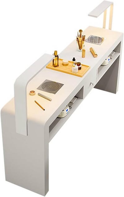 Manicure Tafel - Nagelstation Salon - Nagels Verfraaien - Met Afzuiger Lamp - Opbergruimte - Transparant