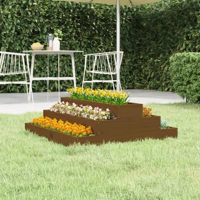 vidaXL - Plantenbak - 80x80x27 - cm - massief - grenenhout - honingbruin