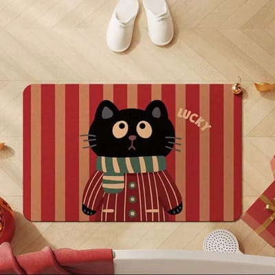 Tapis de salle de bain en boue de diatomée douce et créative pour chat, tapis absorbant pour porte de toilette, tapis antidérapant pour toilettes 40 * 60 cm [diatom mud] brown