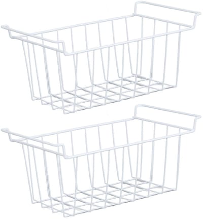 Allecto - Diepvriesmanden - Organisator Bins - Roestvrij en stevig - 48,5x24,5x20cm - Handvatten - Ideaal voor keuken en pantry - Wit