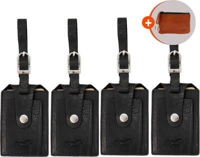 Safekeepers Kofferlabels - Bagagelabel Leer 4 stuks - Zwart