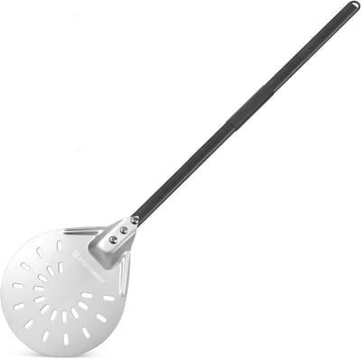 SnelShoppen - Perforated Pizza Spatula - Aluminium Pizza Schep met Verwijderbare Handgreep - 90 cm Lang voor Oven en Pizza Oven - Veilig en Comfortabe