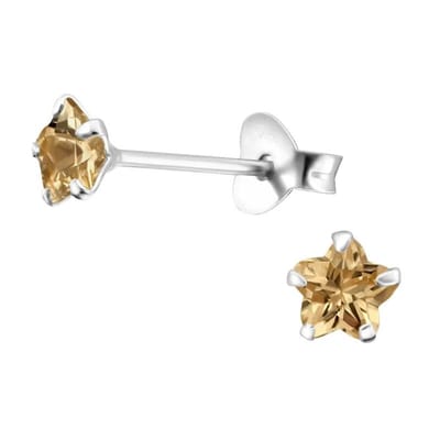 Aramat Jewels | Oorbellen | 925 Zilveren Bloem Oorbellen met Zirkonia - Bloemetjes Oorstekers | 4mm / Geel | |4mm | Zilver | Kinderen, Volwassenen | Verkleurd niet